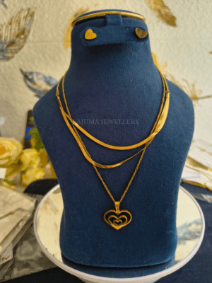 Golden Heart Layer Earring Set