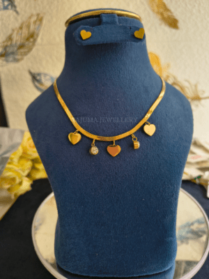 Golden Heart Charm Necklace Set