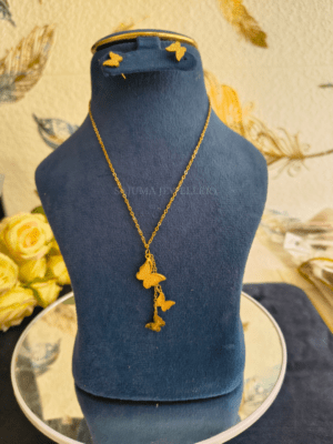 Golden Butterfly Drop Necklace Set