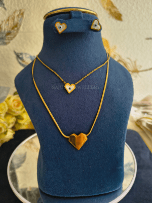 Dual Heart Evil Eye Necklace Set