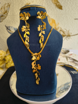 Golden Floral Cascade Necklace Set