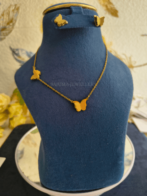 Golden Butterfly Charm Necklace Set
