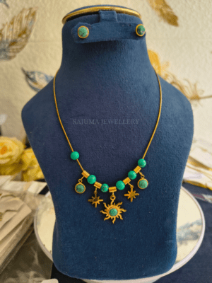 Turquoise Celestial Charm Green Necklace Set
