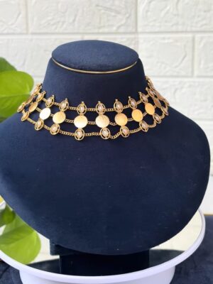 Golden Coin Layered Choker Set