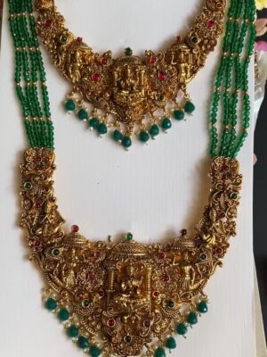Divine Lakshmi Emerald Layered Haram